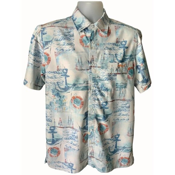 Salt Life Hawaiian Short Sleeve Button Down Mens Nautical Tropical Shirt Small - Picture 1 of 8